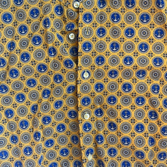 Italian vintage Mens dress shirt, anchor print, unique neckline - Picture 3 of 4